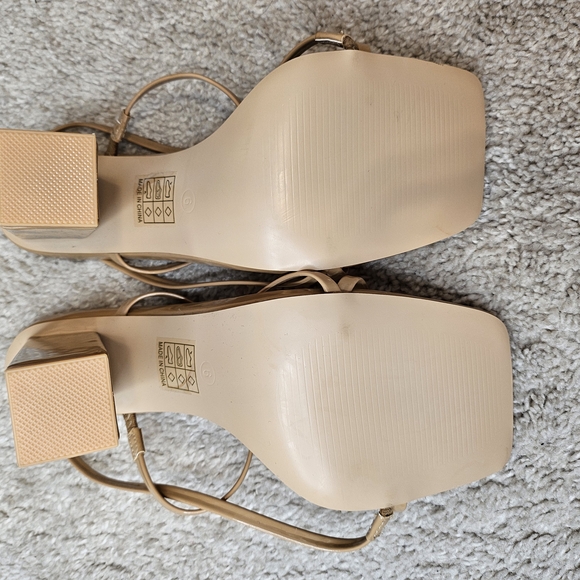 Nude Strappy Block Heel Sandals - Picture 4 of 4